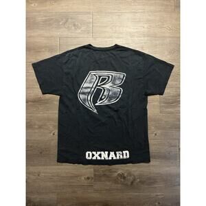 Ruff Ryders Oxnard Vintage Shirt L Faded Black Y2K Biker Motorcycle Rap Hip Hop
